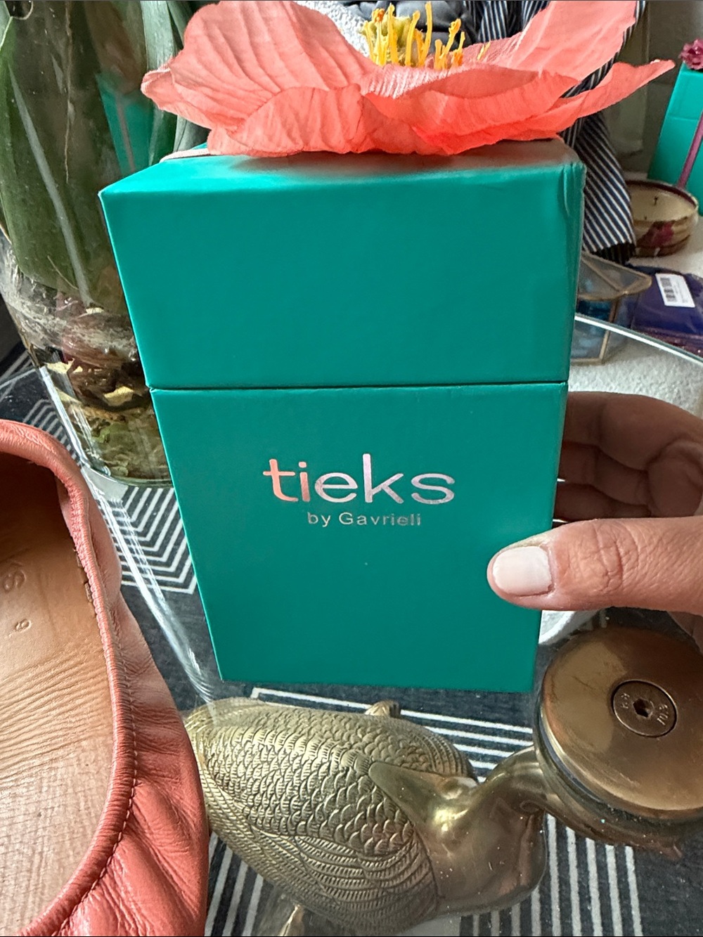 Tieks Peach Poppy Leather Ballet Flats - Soft Slip-On Comfort - Picture 7 of 7